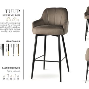 TULIP SUPREME bárszék M | táskarugós bárszék, választható szövet / lábszín